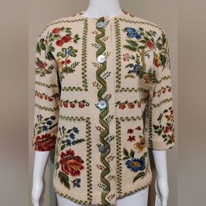 Vintage 50's/60's Kio Floral Wool Cardigan